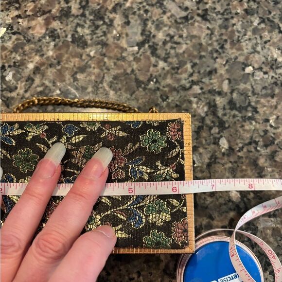 VTG 1950’s Barbara Bates Metal Frame Clutch / Purse Floral Damask Fabric - Picture 9 of 12